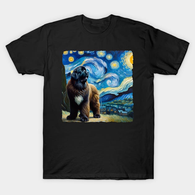 Starry Newfoundland Dog Portrait - Pet Portrait T-Shirt by starry_night